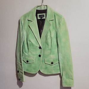 Le Chateau~Women's Mint Green Leather Dress Jacket